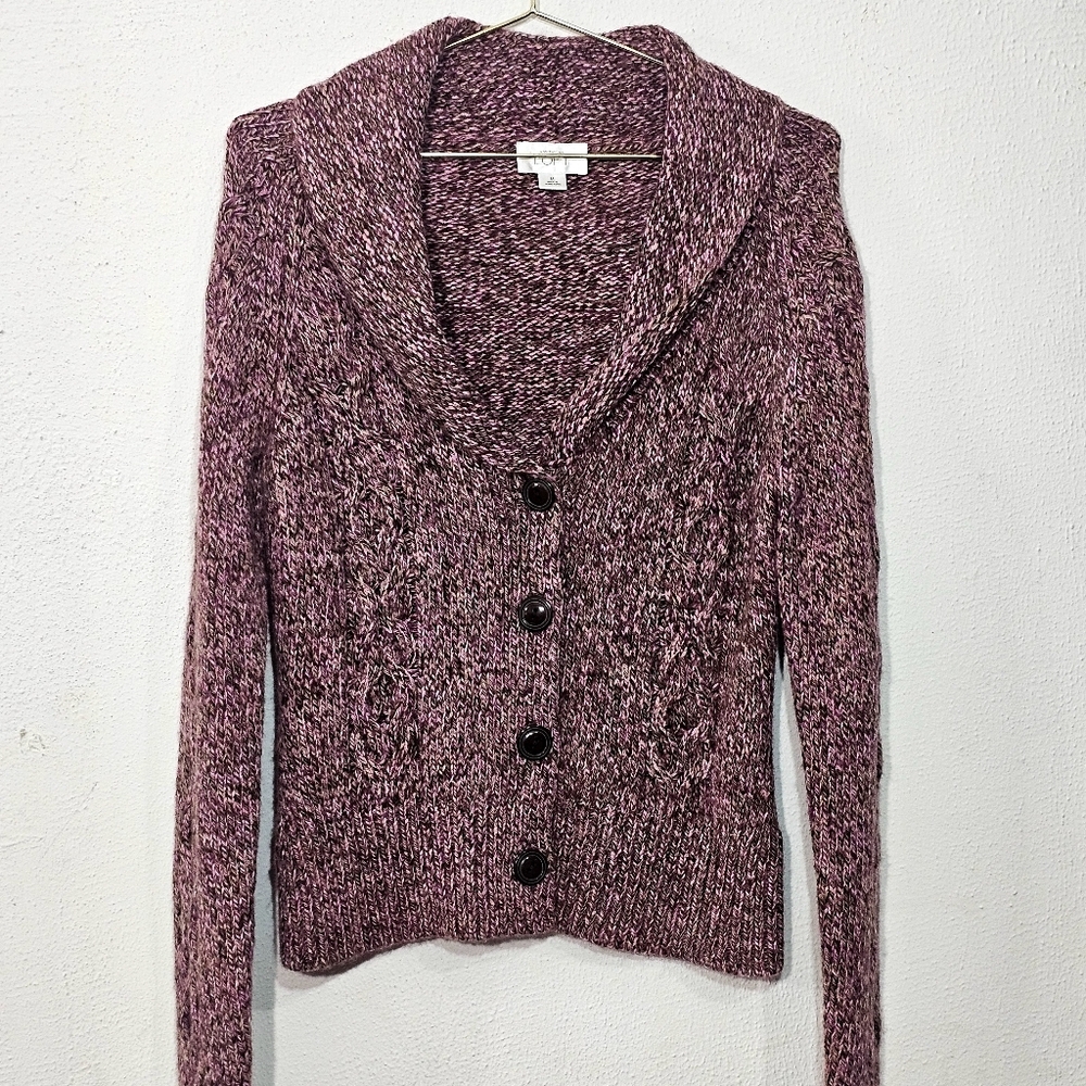 Ann Taylor Marled Purple Cardigan Sweater